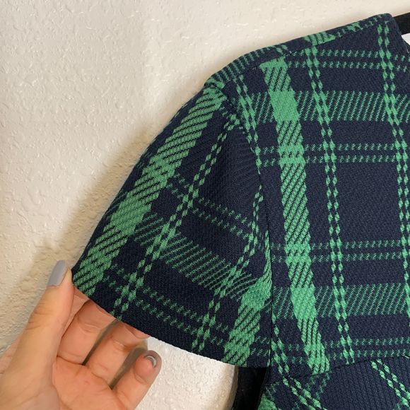 Vince Camuto Woven Plaid Cap Sleeve Dress Size 14 - Picture 4 of 8